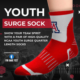 Arizona Wildcats NCAA Youth Surge Team Mascot Quarter Socks - Red