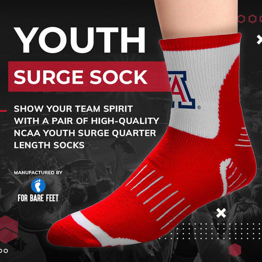 Arizona Wildcats NCAA Youth Surge Team Mascot Quarter Socks - Red