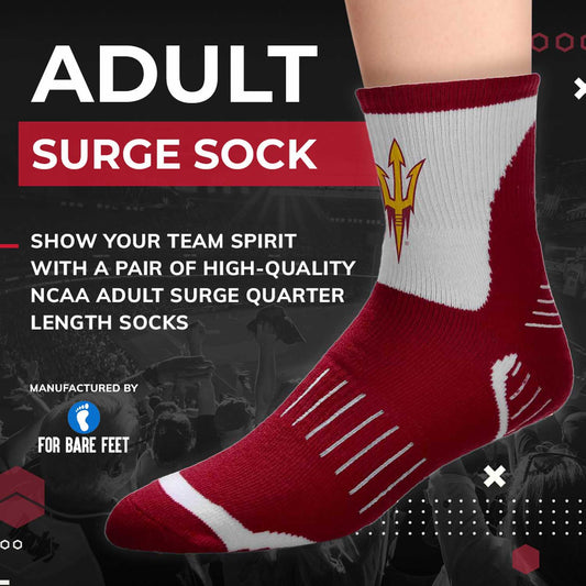 Arizona State Sun Devils Adult NCAA Surge Quarter Length Crew Socks - Maroon