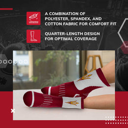 Arizona State Sun Devils NCAA Youth Surge Team Mascot Quarter Socks - Maroon