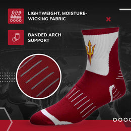 Arizona State Sun Devils Adult NCAA Surge Quarter Length Crew Socks - Maroon
