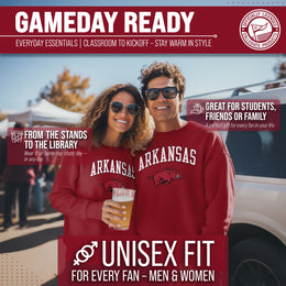 Arkansas Razorbacks Adult Arch & Logo Soft Style Gameday Crewneck Sweatshirt - Cardinal