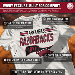 Arkansas Razorbacks NCAA Adult Unisex Varsity Club Pennant T-Shirt Tag-Less - Off White