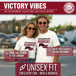 Arkansas Razorbacks NCAA Adult Unisex Varsity Club Pennant T-Shirt Tag-Less - Off White