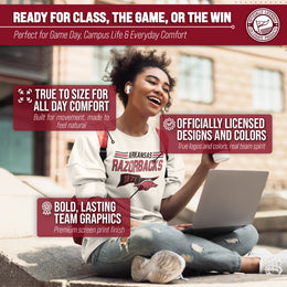 Arkansas Razorbacks NCAA Adult Unisex Varsity Club Pennant Crewneck Fleece Sweatshirt - Off White