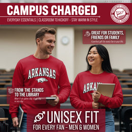 Arkansas Razorbacks NCAA Adult Tackle Twill Crewneck Sweatshirt - Cardinal