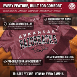 Arkansas Razorbacks NCAA Adult Unisex Starting Fresh T-Shirt - Cardinal Heather