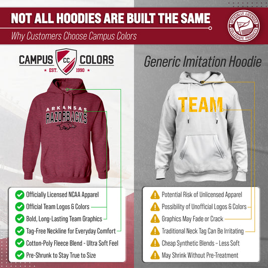 Arkansas Razorbacks NCAA Adult Unisex Starting Fresh Heathered Hooded Fleece Sweatshirt - Cardinal Heather