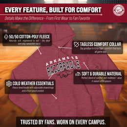 Arkansas Razorbacks NCAA Adult Unisex Starting Fresh Heathered Hooded Fleece Sweatshirt - Cardinal Heather