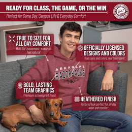 Arkansas Razorbacks NCAA Adult Unisex Starting Fresh Heathered Hooded Fleece Sweatshirt - Cardinal Heather