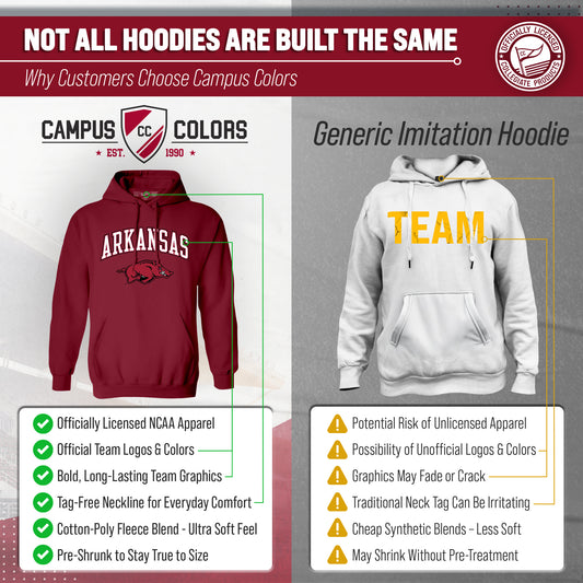 Arkansas Razorbacks Adult Arch & Logo Soft Style Gameday Hooded Sweatshirt - Cardinal