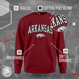 Arkansas Razorbacks NCAA Adult Tackle Twill Crewneck Sweatshirt - Cardinal