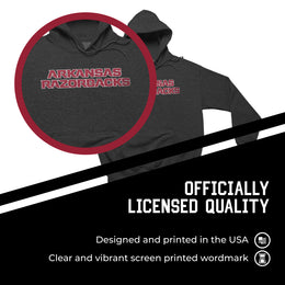 Arkansas Razorbacks NCAA Adult Cotton Blend Charcoal Hooded Sweatshirt - Charcoal