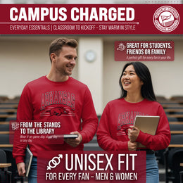 Arkansas Razorbacks NCAA Adult Unisex Overtime Classics Crewneck Fleece Sweatshirt - Cardinal