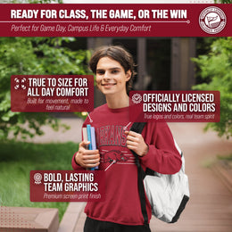 Arkansas Razorbacks NCAA Adult Unisex Overtime Classics Crewneck Fleece Sweatshirt - Cardinal