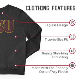 Arizona State Sun Devils NCAA Adult Charcoal Crewneck Fleece Sweatshirt - Charcoal