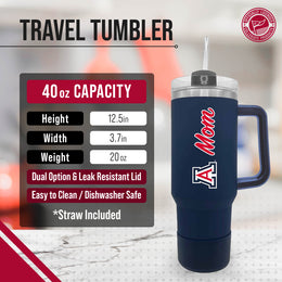 Arizona Wildcats Collegiate 40oz Stainless Steel Travel Tumbler with Handle for Mom - Navy