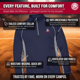 Arizona Wildcats Mens NCAA Campus Classic Long Sleeve 1/4 Zip Windshirt - Navy