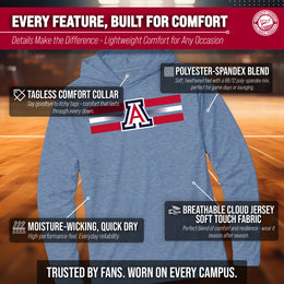 Arizona Wildcats NCAA Unisex Scholarship Cloud Jersey Performance Hooded Long Sleeve Tee - Navy Heather