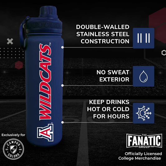 Arizona Wildcats NCAA Stainless Steel Water Bottle - Navy