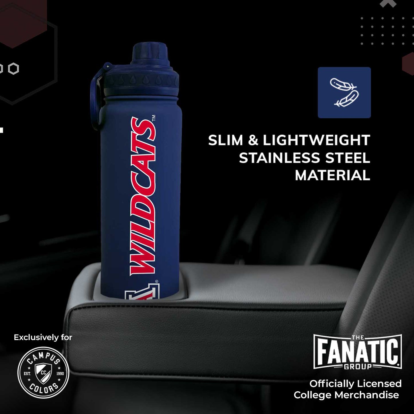 Arizona Wildcats NCAA Stainless Steel Water Bottle - Navy