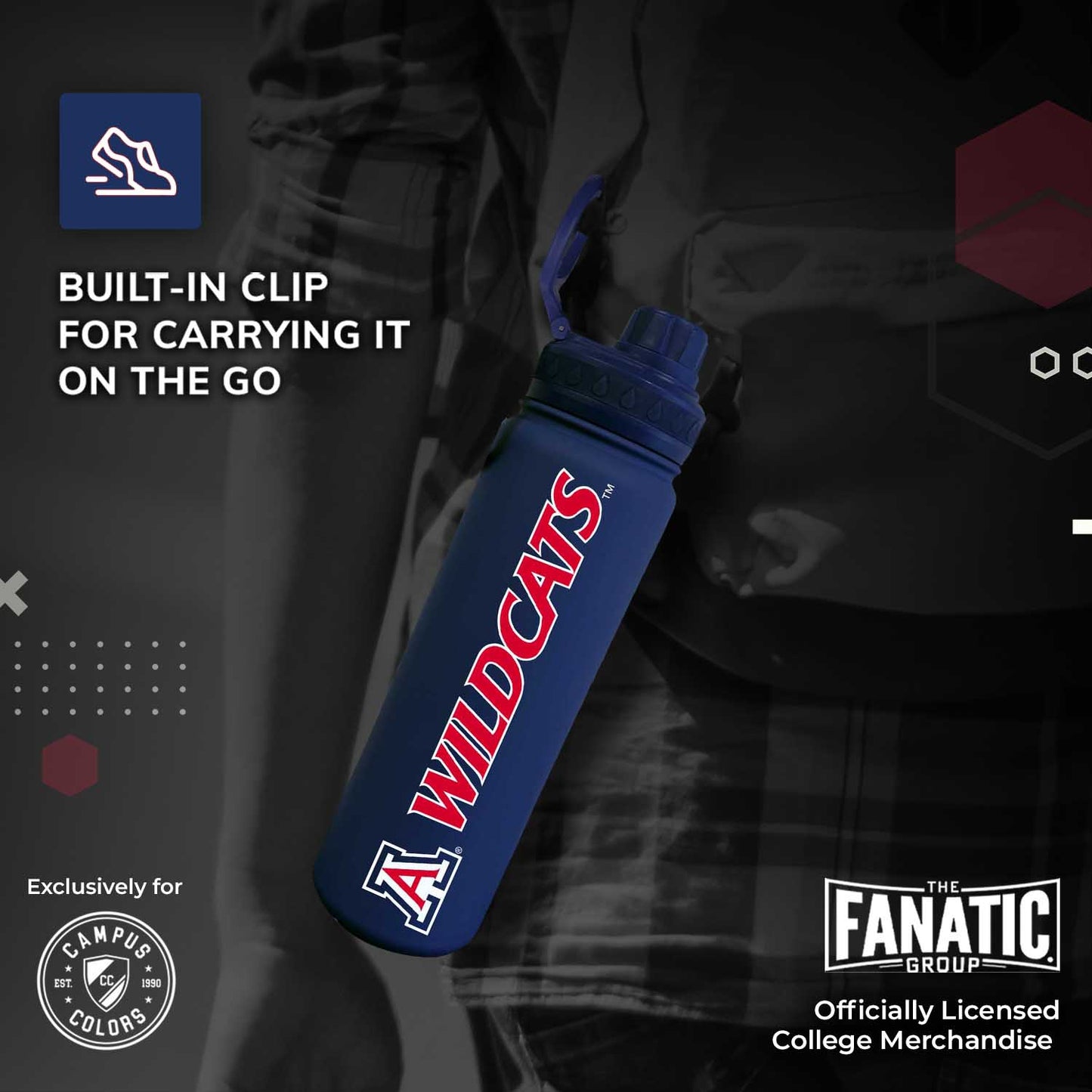 Arizona Wildcats NCAA Stainless Steel Water Bottle - Navy