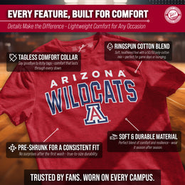 Arizona Wildcats NCAA Adult Unisex Starting Fresh T-Shirt - Red Heather