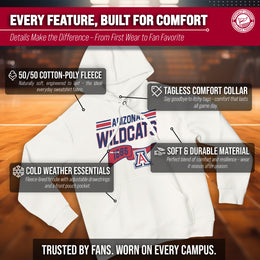 Arizona Wildcats NCAA Adult Unisex Varsity Club Pennant Hooded Fleece Sweatshirt - Off White