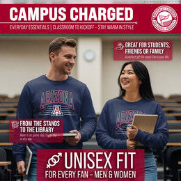 Arizona Wildcats NCAA Adult Unisex Overtime Classics Crewneck Fleece Sweatshirt - Navy