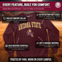 Arizona State Sun Devils Adult Arch & Logo Soft Style Gameday Crewneck Sweatshirt - Maroon