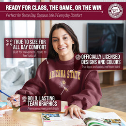 Arizona State Sun Devils Adult Arch & Logo Soft Style Gameday Crewneck Sweatshirt - Maroon