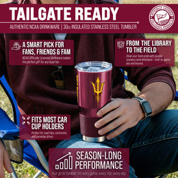 Arizona State Sun Devils NCAA University 30oz Stainless Steel Vacuum Insulated Game Day Tumbler with Silicone Grip - Maroon