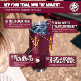 Arizona State Sun Devils NCAA University 30oz Stainless Steel Vacuum Insulated Game Day Tumbler with Silicone Grip - Maroon