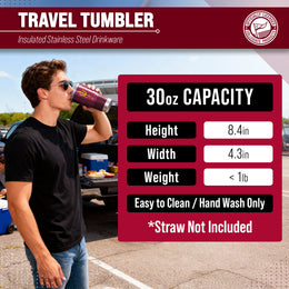 Arizona State Sun Devils NCAA University 30oz Stainless Steel Vacuum Insulated Game Day Tumbler with Silicone Grip - Maroon