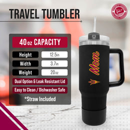 Arizona State Sun Devils Collegiate 40oz Stainless Steel Travel Tumbler with Handle for Mom - Black