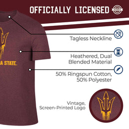 Arizona State Sun Devils Adult MVP Heathered Cotton Blend T-Shirt - Maroon