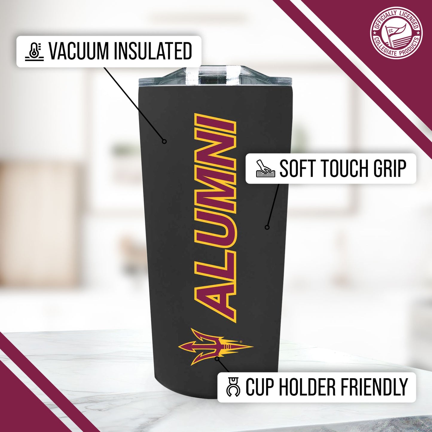 Arizona State Sun Devils Collegiate Stainless Steel Travel Tumbler for Alumni - Black