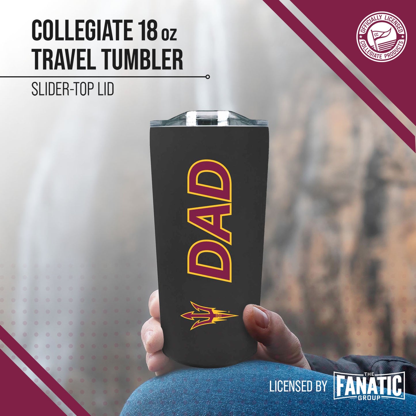 Arizona State Sun Devils NCAA Stainless Steel Travel Tumbler for Dad - Black