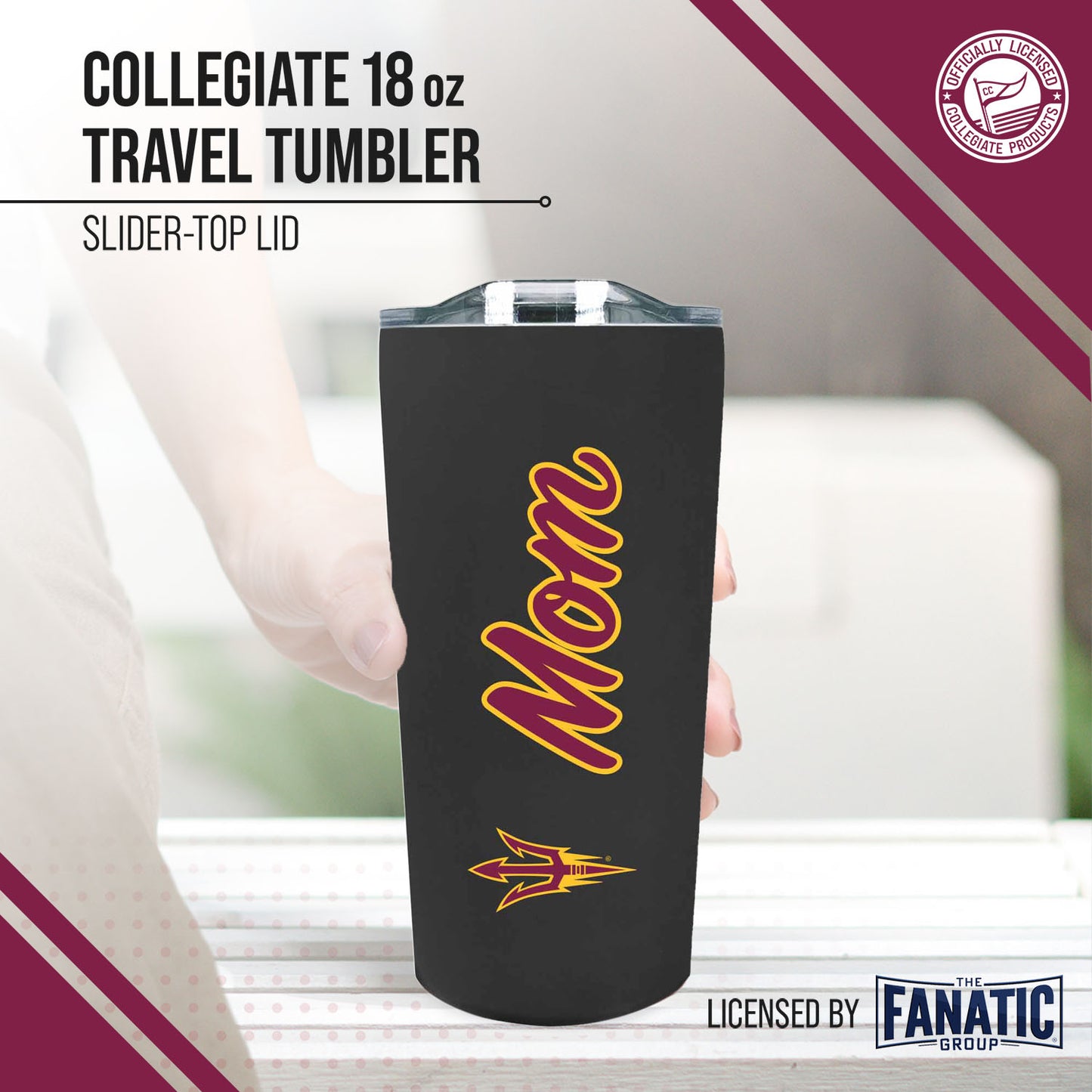 Arizona State Sun Devils NCAA Stainless Steel Travel Tumbler for Mom - Black