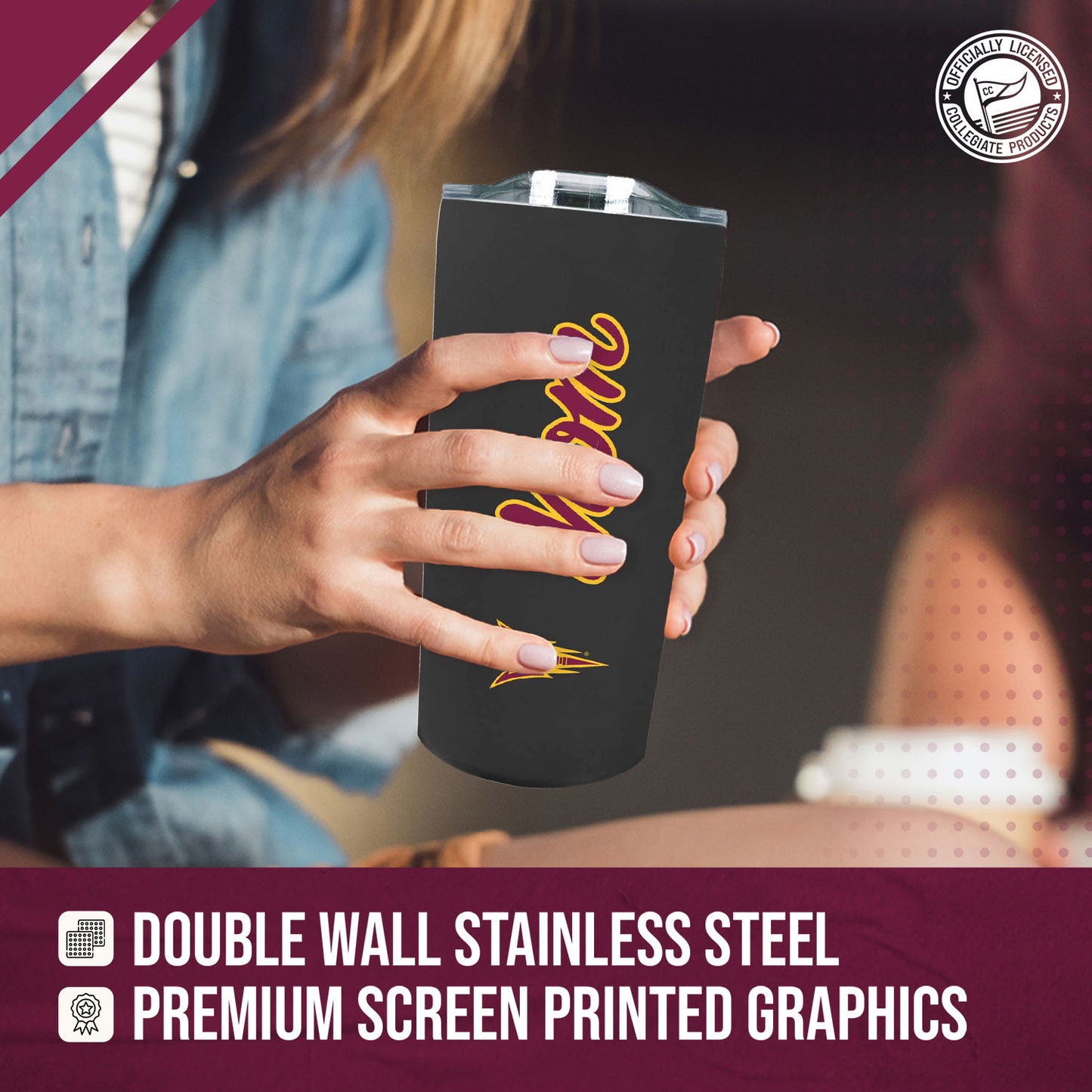 Arizona State Sun Devils NCAA Stainless Steel Travel Tumbler for Mom - Black