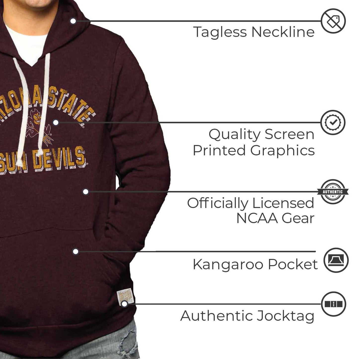 Arizona State Sun Devils Adult University Hoodie - Maroon