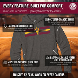 Arizona State Sun Devils NCAA Unisex Scholarship Cloud Jersey Performance Hooded Long Sleeve Tee - Black Heather