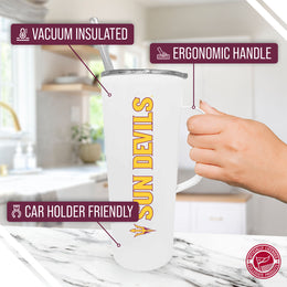 Arizona State Sun Devils NCAA Stainless Steel 20oz Roadie With Handle & Dual Option Lid With Straw - White