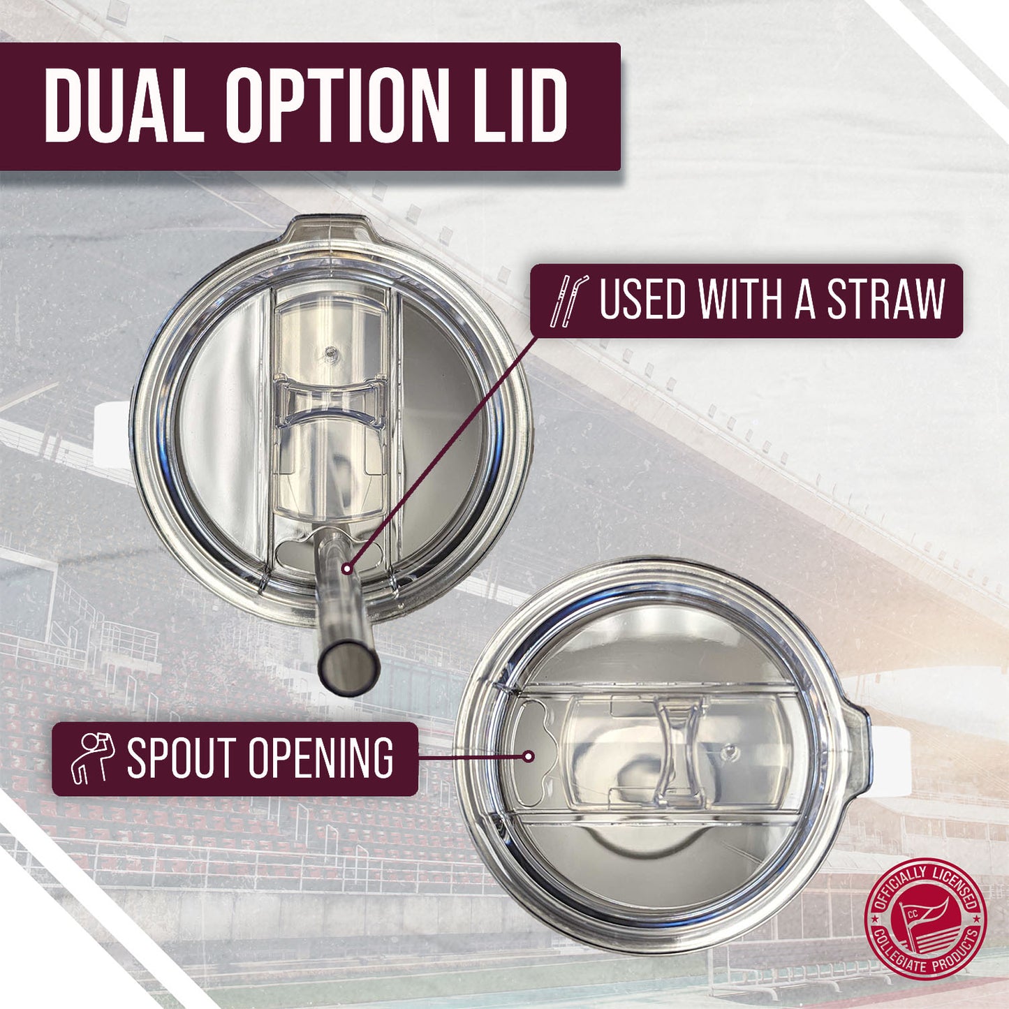 Arizona State Sun Devils NCAA Stainless Steel 20oz Roadie With Handle & Dual Option Lid With Straw - White