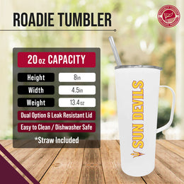 Arizona State Sun Devils NCAA Stainless Steel 20oz Roadie With Handle & Dual Option Lid With Straw - White
