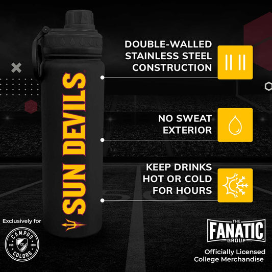 Arizona State Sun Devils NCAA Stainless Steel Water Bottle - Black