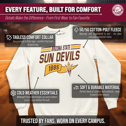 Arizona State Sun Devils NCAA Adult Unisex Varsity Club Pennant Crewneck Fleece Sweatshirt - Off White