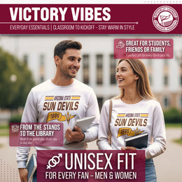 Arizona State Sun Devils NCAA Adult Unisex Varsity Club Pennant Crewneck Fleece Sweatshirt - Off White