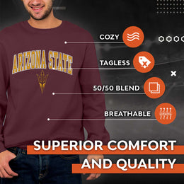 Arizona State Sun Devils Adult Tackle Twill Crewneck - Maroon
