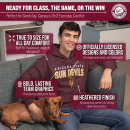 Arizona State Sun Devils NCAA Adult Unisex Starting Fresh Heathered Hooded Fleece Sweatshirt - Maroon Heather